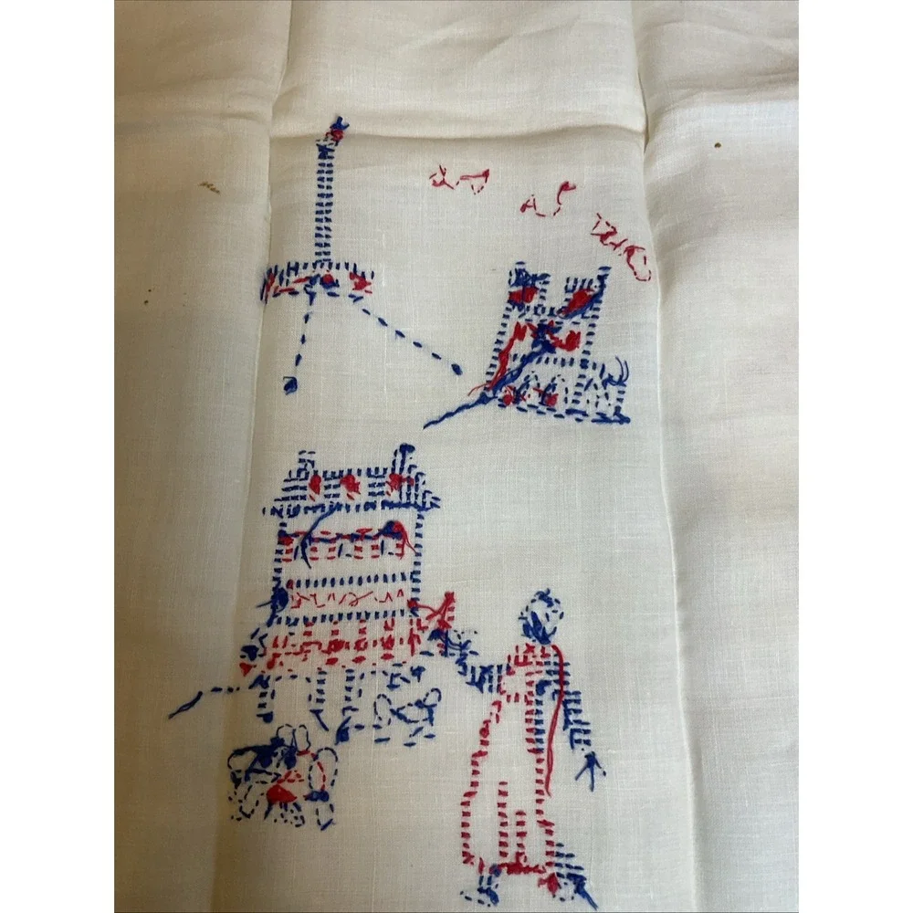 2 Vtg C’est La Vie Cross Stitch Hand Embroider Napkins Towels French Cottagecore